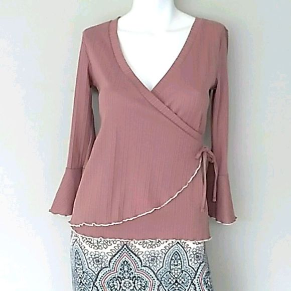Almost Famous Tops - Almost Famous Mauve Ruffled Top. Size Medium